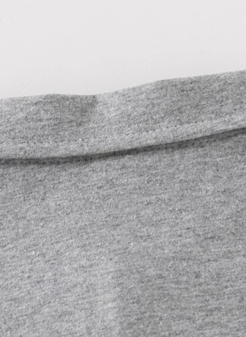يونيكي Grey Striped Polo Collar Long Sleeves Tshirt