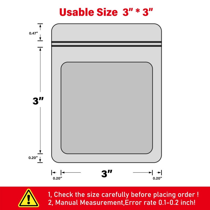EONJOE 100-Pack Mylar Bags Resealable Sealable Holographic Zip Bag Jewelry Candy Sample Product Small Bussiness Packaging Supplies 3Ã—3 Inchï¼ŒBlack - Image 2