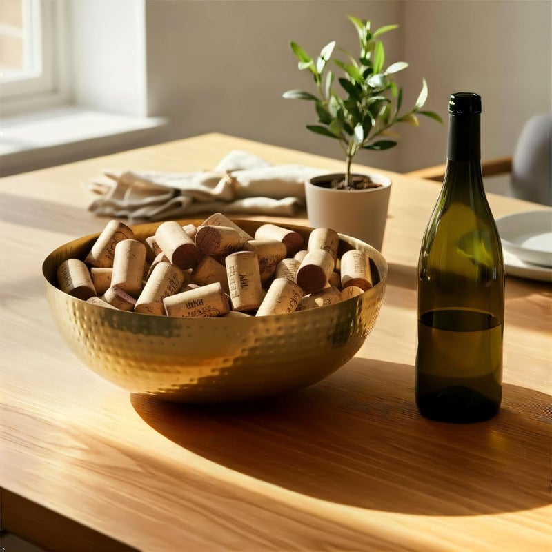 Creative Co-op Round Hammered Metal Bowl, Gold Finish, 14" - Image 3
