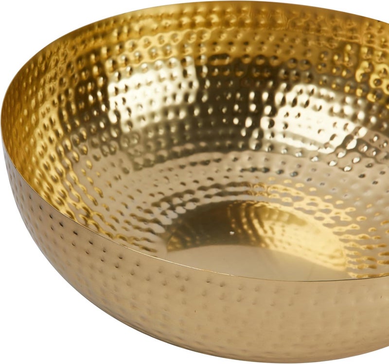 Creative Co-op Round Hammered Metal Bowl, Gold Finish, 14" - Image 4