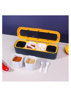 Seasoning Box Set, 4 Piece Seasoning Containers Spice Container Spice Box with Lids and Spoon, Plastic Storage Container, Condiment Jars for Spice Salt Sugar