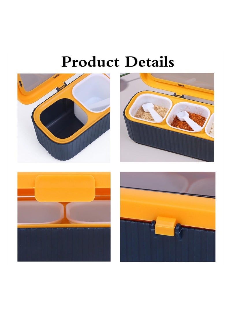 Generic - Seasoning Box Set, 4 Piece Seasoning Containers Spice Container Spice Box with Lids and Spoon, Plastic Storage Container, Condiment Jars for Spice Salt Sugar - Image 1