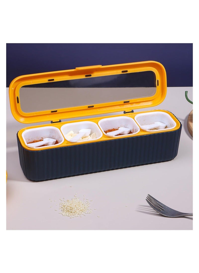 Generic - Seasoning Box Set, 4 Piece Seasoning Containers Spice Container Spice Box with Lids and Spoon, Plastic Storage Container, Condiment Jars for Spice Salt Sugar - Image 1