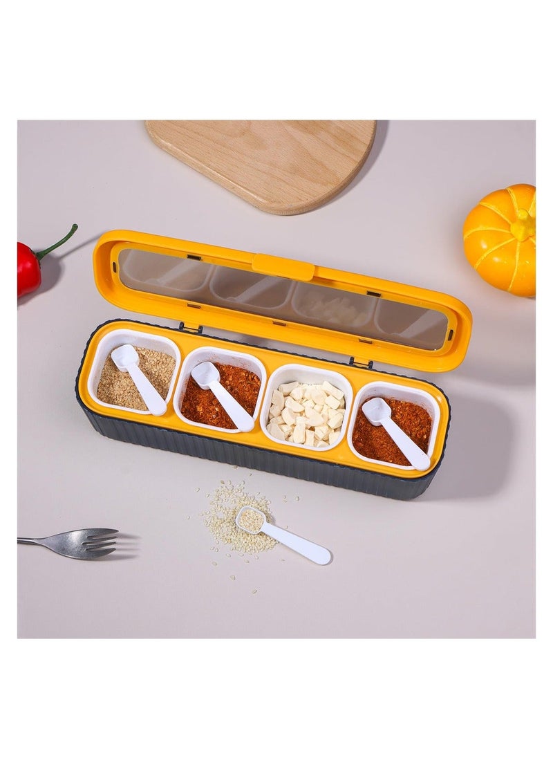 Generic - Seasoning Box Set, 4 Piece Seasoning Containers Spice Container Spice Box with Lids and Spoon, Plastic Storage Container, Condiment Jars for Spice Salt Sugar - Image 1