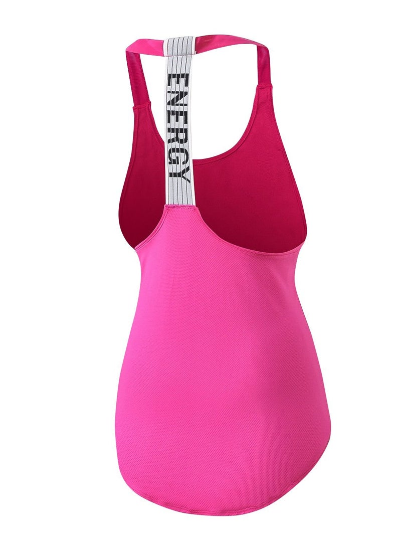 YEL PRO Women Quick Dry Breathable Elastic Sport Vest Pink - Image 2