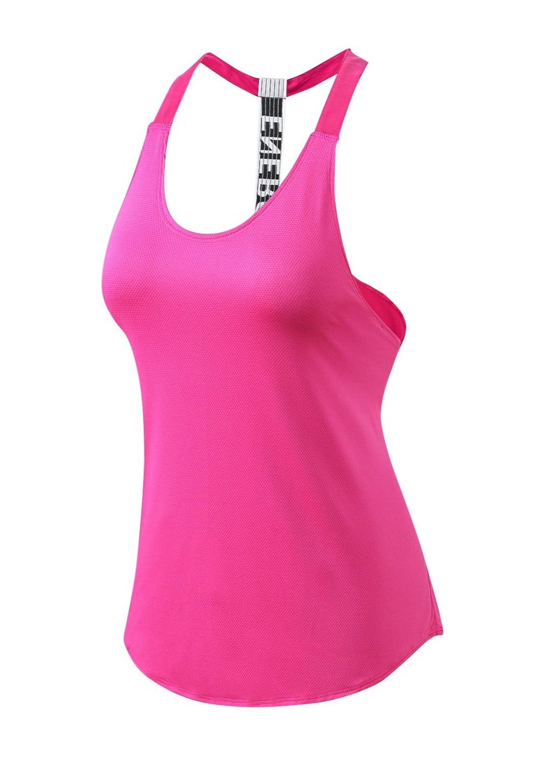 YEL PRO Women Quick Dry Breathable Elastic Sport Vest Pink - Image 1