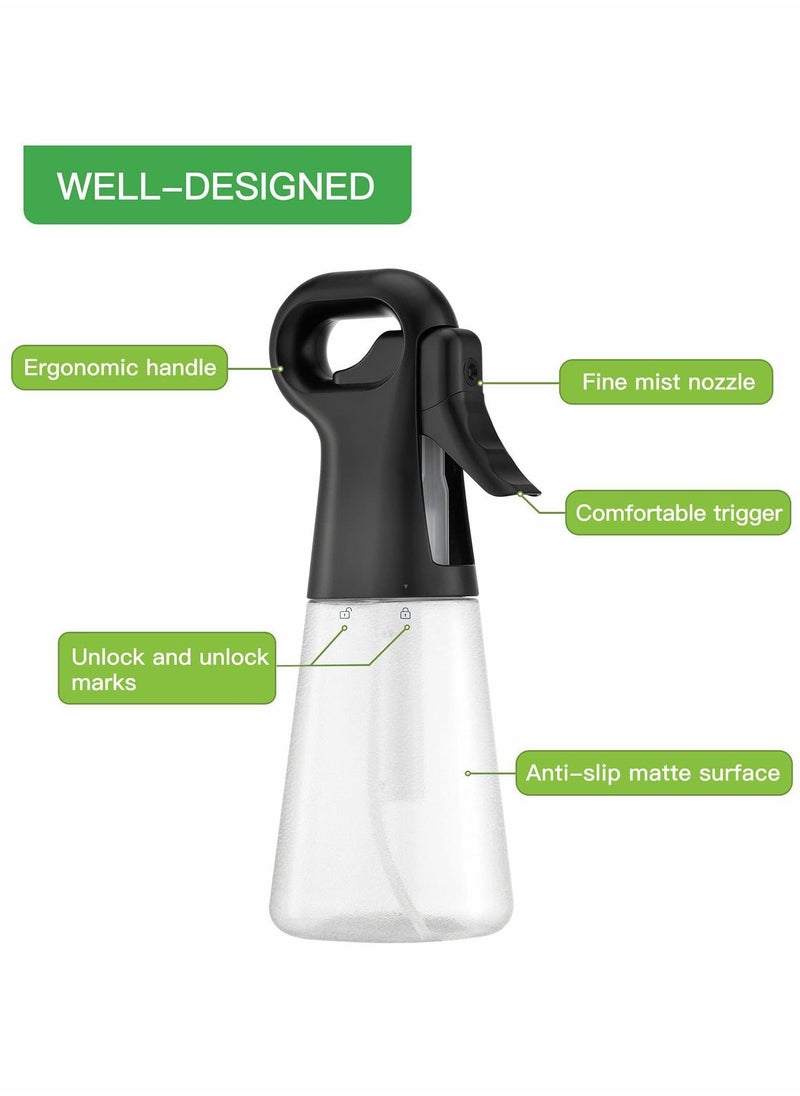 Y&D Roll over image to zoom in Spray Bottle for Hair (10 oz) Continuous Sprayer, Fine Mist Mister Plant, Aerosol Water (Clear&Black, 300ml)  - Image 4