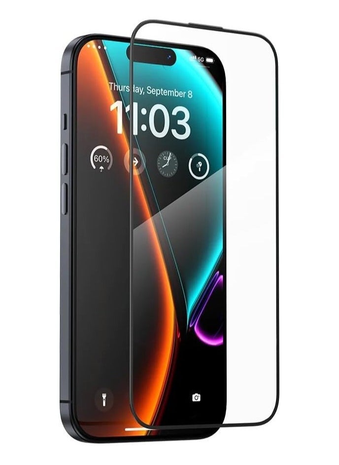 vesus for Iphone 15 Pro Max Screen Protector 9H Tempered Glass Protector Full Glue Edge to Edge 9H Hardness Anti Fingerprint 3D Curved Scratch Resistance Glass for Iphone 15 Pro Max (5D Black) - Image 1