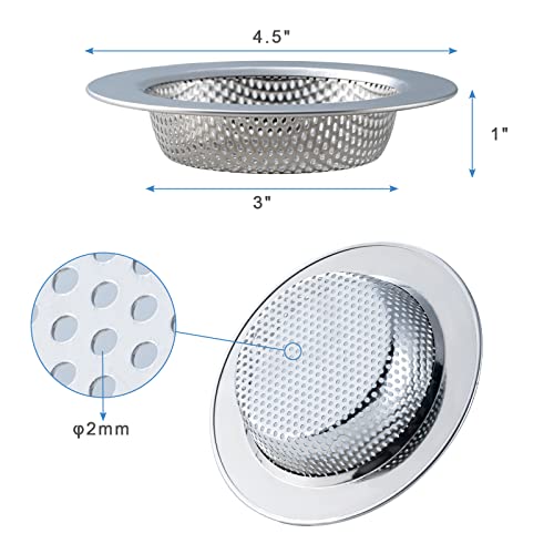 Honmein 2 Pcs Sink Strainer for Most Kitchen Sink Drain Basket, Upgraded Double-Layer Safe Design Kitchen Sink Strainer (Outer Diameter 4.5 Inch) - Image 4