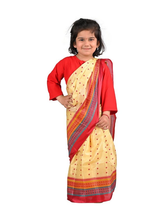 بوك ماي كوستيوم زي تنكري للأطفال من ولاية آسام الهندية، ساري رقص بيهو، مناسب للفتيات من عمر 6 إلى 7 سنوات - Image 1