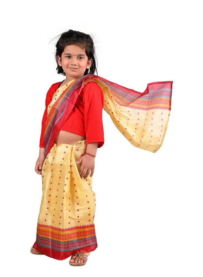 بوك ماي كوستيوم زي تنكري للأطفال من ولاية آسام الهندية، ساري رقص بيهو، مناسب للفتيات من عمر 6 إلى 7 سنوات - Image 4