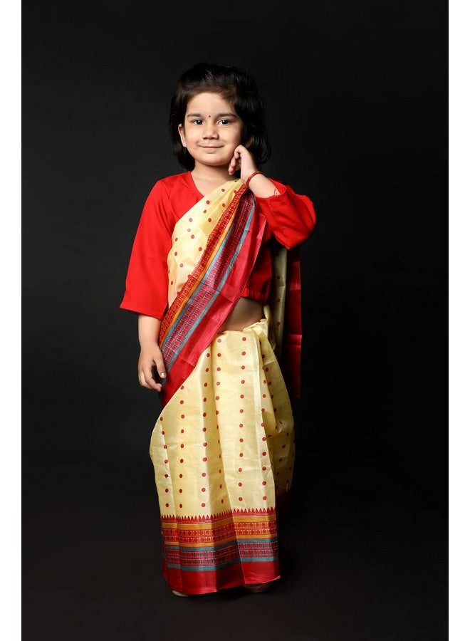 بوك ماي كوستيوم زي تنكري للأطفال من ولاية آسام الهندية، ساري رقص بيهو، مناسب للفتيات من عمر 6 إلى 7 سنوات - Image 5