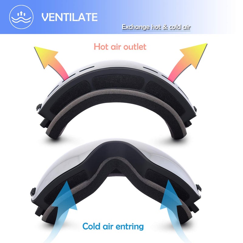EXP VISION نظارات تزلج EXP VISION للرجال والنساء والشباب، مضادة للضباب، نظارات شتوية دائرية عدسة قابلة للفك (فضي) - Image 4