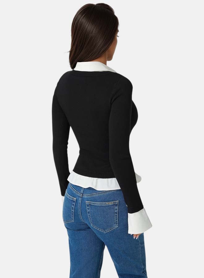 bebe Poplin Combo Fooler Sweater - Image 2