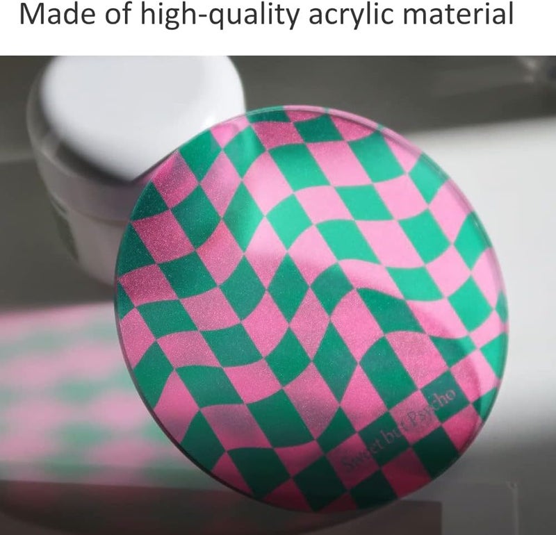 Kelendle Creative Acrylic Coasters Set of 6 Round Checkerboard Abstract Cup Mat Pad Mosaic Absorbent Coasters for Drinks Tabletop Protection for Table Bar Desk Home Decor Housewarming Gift - Image 5