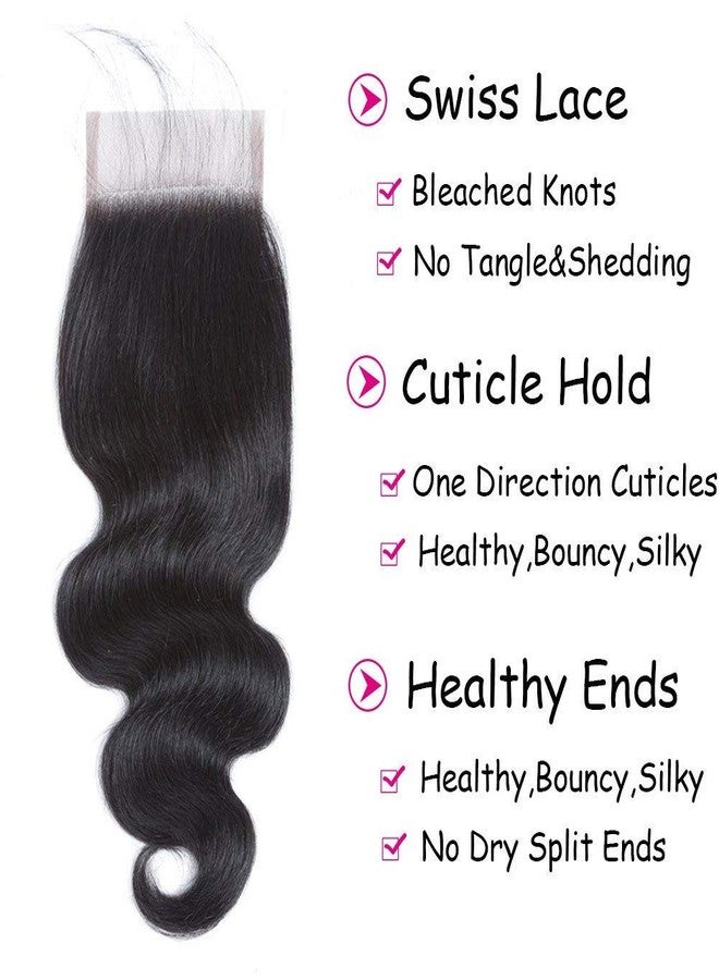 DMS Body Wave Human Hair Lace Closure 4x4 Free Part Swiss Lace Closure 12A Brazilian Virgin Hair Top (16 Inch) - Image 4
