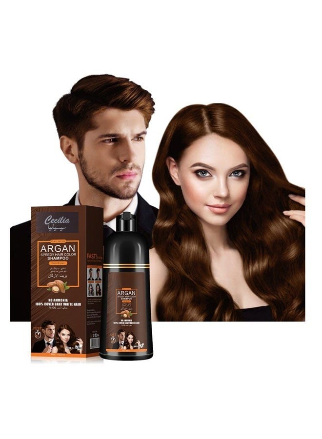 Argan Dark brown Hair Color Shampoo With Argan Oil 420 ml  - Image 3