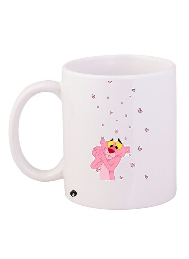 RYN Cartoon Printed Coffee Mug White/Pink/Yellow 11ounce