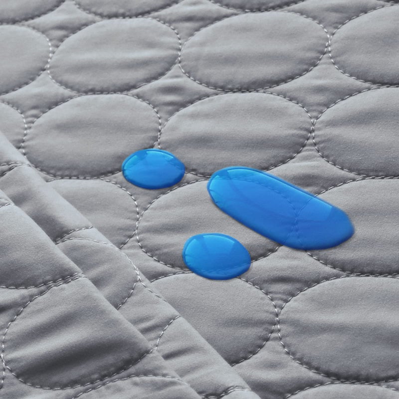 Biloban Pack and Play Sheets Fitted Quilted Waterproof Protector, 2 Pack Playard Mattress Pad Compatible with Graco Pack n Play, Mattress Cover fits for Baby Playpen Mattress, Mini Crib, Gray & Navy Blue - Image 4