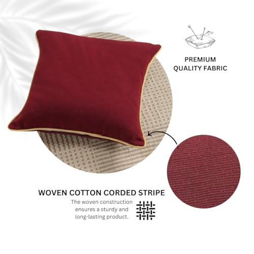 AURAVE Cotton 144 TC Cushion Cover, 24 X 24 Inches, Burgundy, 1 Piece - Image 5