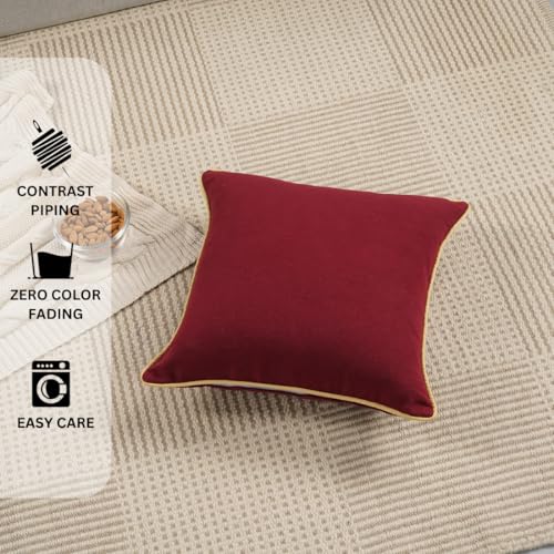 AURAVE Cotton 144 TC Cushion Cover, 24 X 24 Inches, Burgundy, 1 Piece - Image 2