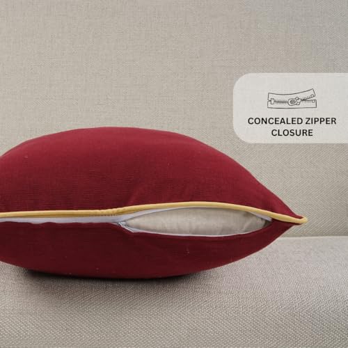 AURAVE Cotton 144 TC Cushion Cover, 24 X 24 Inches, Burgundy, 1 Piece - Image 4