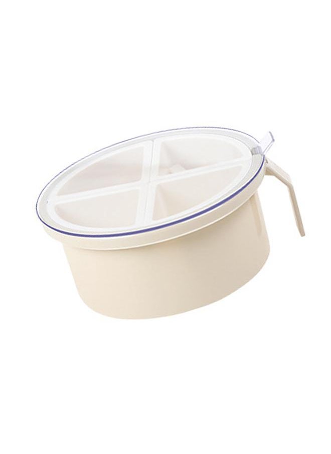 Thoraya Round 4 Grid Seasoning Box Plastic 4 Compartment Condiment Box Kitchen Seasoning Storage Container Beige  - Image 2