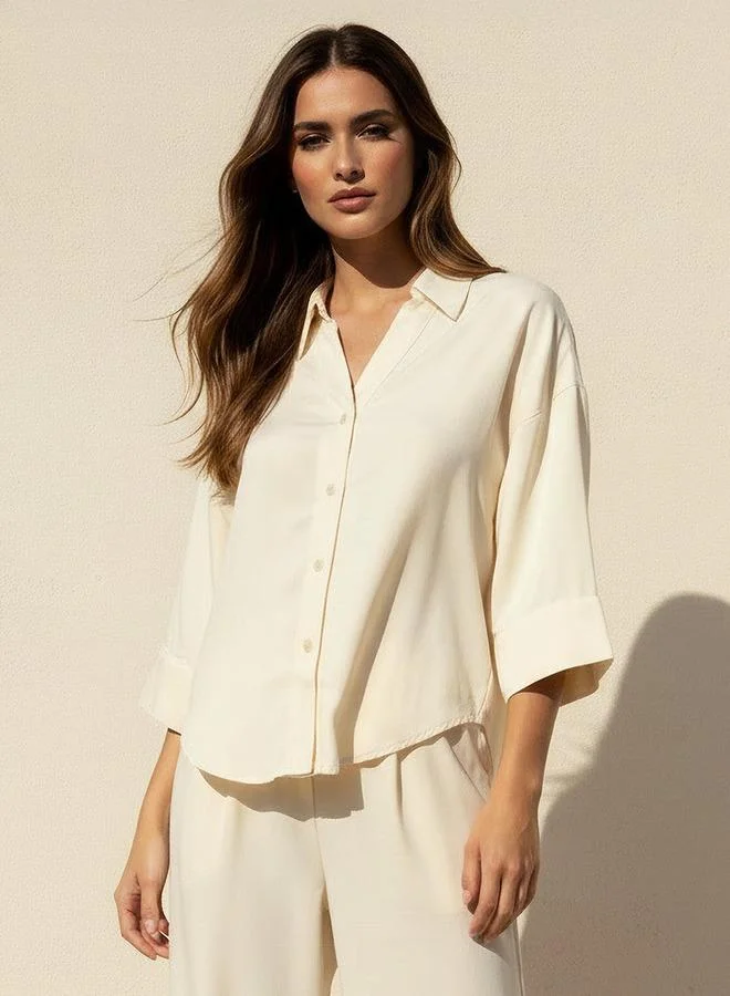 Splash FAV Cotton Denim Shirt with 3/4 Sleeves