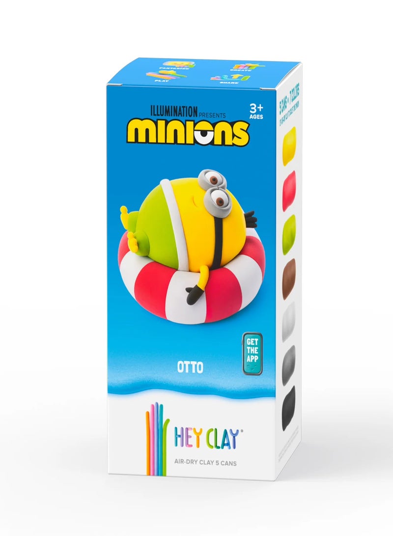HEY CLAY Minions Otto Colourful modelling air-dry clay, 5 cans with fun interactive app for kids 3 years + - Image 1