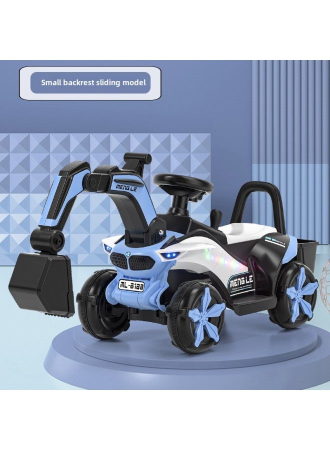 Children's Electric Excavator Toy Car Children's Seatable Hook Machine Engineering Car Large Boy Remote Control Excavator-Color:[Sliding] Blue ☆ Manual Digging Arm + Light Music-Proportion:Official Standard  - Image 1