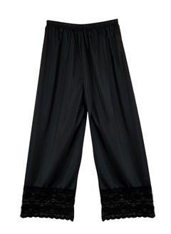 City Rose 3-Pieces Full Length Soft inner Pants Trousers Big Lace Silk 100% with Elastisized Waistband Women Multicolor  - Image 4