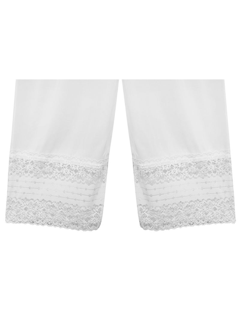 City Rose 3-Pieces Full Length Soft inner Pants Trousers Big Lace Silk 100% with Elastisized Waistband Women Multicolor - Image 3