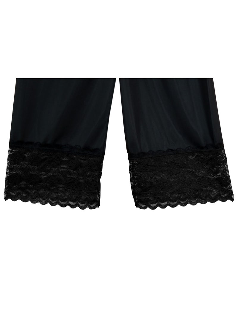 City Rose 3-Pieces Full Length Soft inner Pants Trousers Big Lace Silk 100% with Elastisized Waistband Women Multicolor - Image 5