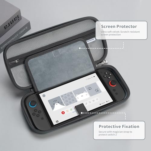 GeekShare Carrying Case Compatible with Switch 2 2025 79 Inch HardShell Slim Travel Case with 12 Game Card Slots for Switch 2 Console and Accessories Gray Cat Ear - Image 3
