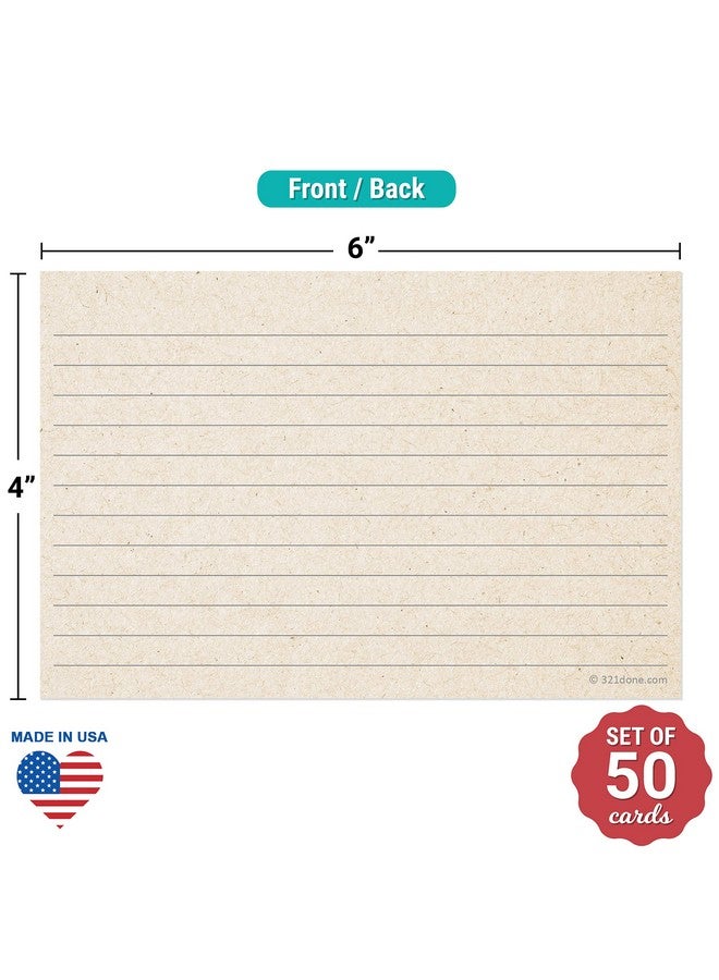 321 دن بطاقات فهرسة مسطرة ريفية - صُنعت في الولايات المتحدة الأمريكية - كبيرة 4 × 6 (مجموعة من 50)، كرافت تان، بطاقات ملاحظات مسطرة ذات وجهين، ورق مقوى سميك ومتين، بطاقات ملاحظات بسيطة لطيفة وجميلة بخطوط - Image 2