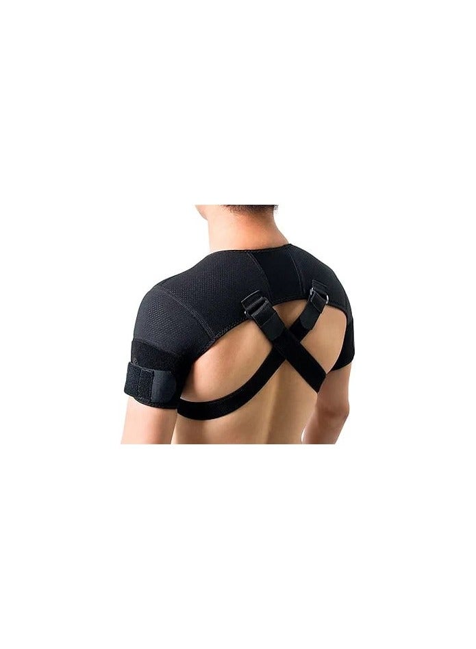 Yanyoshop Double Shoulder Support Belt, Sports Rotator Cuff Support Belt, Adjustable Cross Compression Bandage, for Back Pain Relief - Image 2