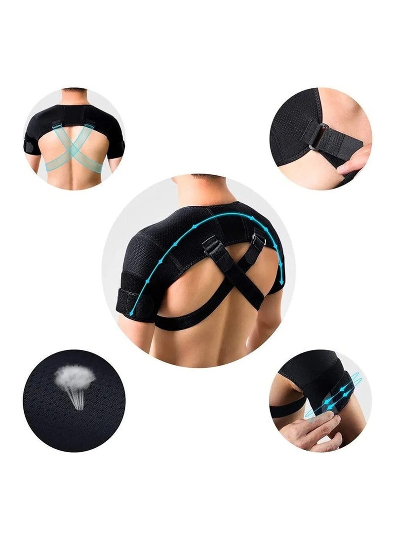 Yanyoshop Double Shoulder Support Belt, Sports Rotator Cuff Support Belt, Adjustable Cross Compression Bandage, for Back Pain Relief - Image 4