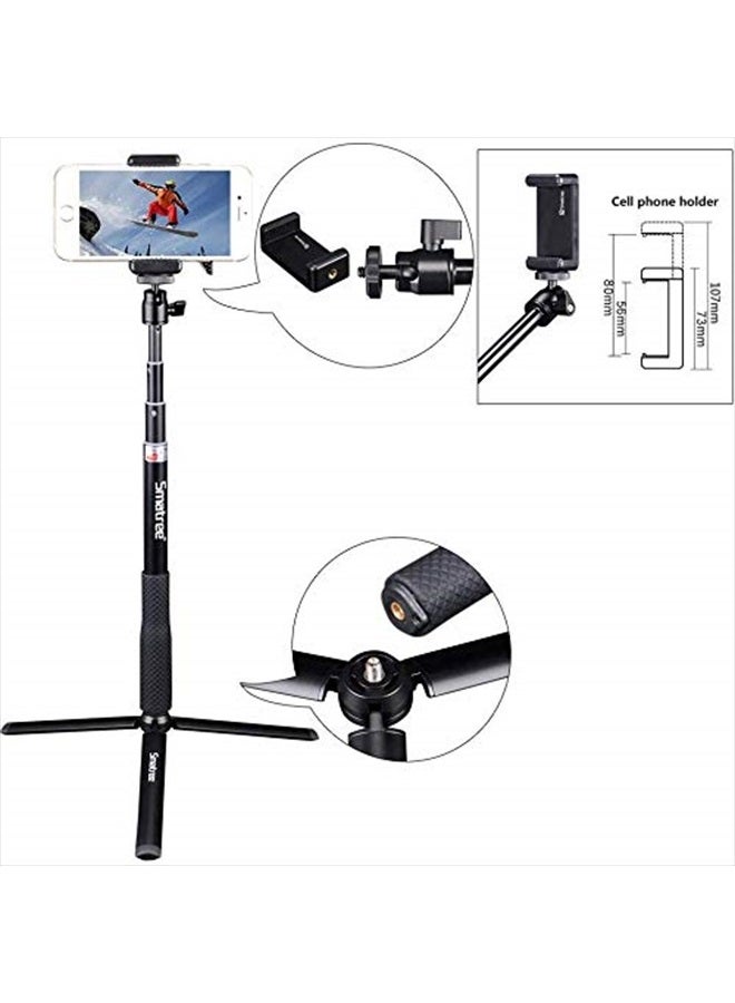 Smatree Telescoping Selfie Stick with Tripod Stand Compatible for GoPro Hero 11/10/9/8/7/6/5/4/3+/3/Session/GOPRO Hero (2018),Insta360,DJI OSMO Action,Ricoh Theta S/V,Compact Cameras and Cell Phones - Image 4