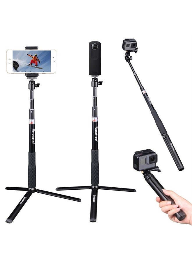 Smatree Telescoping Selfie Stick with Tripod Stand Compatible for GoPro Hero 11/10/9/8/7/6/5/4/3+/3/Session/GOPRO Hero (2018),Insta360,DJI OSMO Action,Ricoh Theta S/V,Compact Cameras and Cell Phones - Image 1