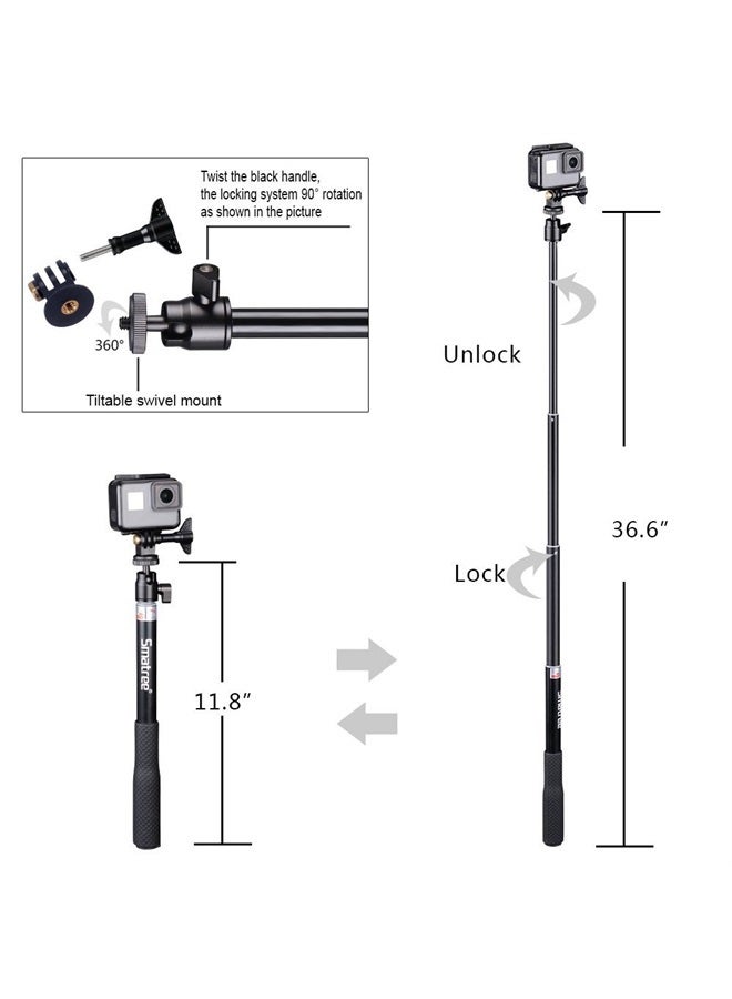 Smatree Telescoping Selfie Stick with Tripod Stand Compatible for GoPro Hero 11/10/9/8/7/6/5/4/3+/3/Session/GOPRO Hero (2018),Insta360,DJI OSMO Action,Ricoh Theta S/V,Compact Cameras and Cell Phones - Image 3