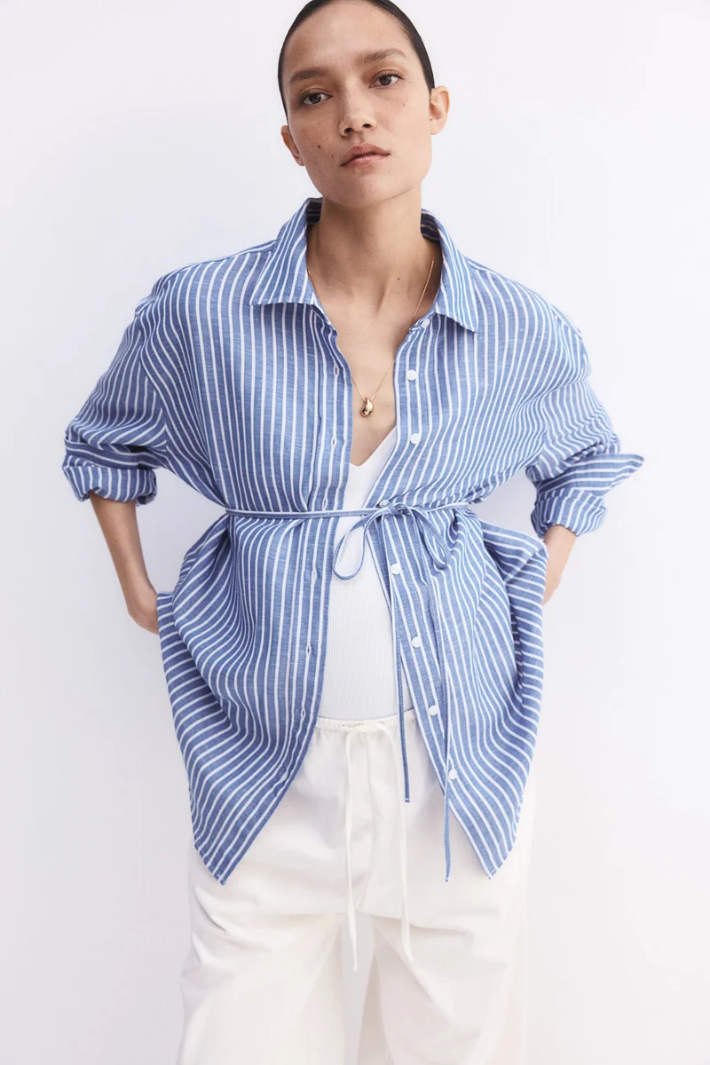 H&M MAMA Before &amp; After Linen-blend shirt