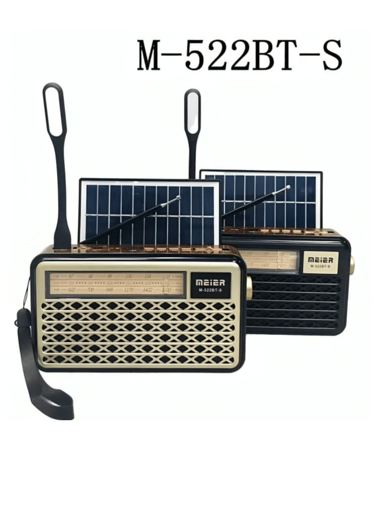 ماير راديو محمول M-522BT-S راديو استقبال متعدد الموجات مع لوحة شمسية قابلة للشحن مع ضوء للقراءة - Image 1