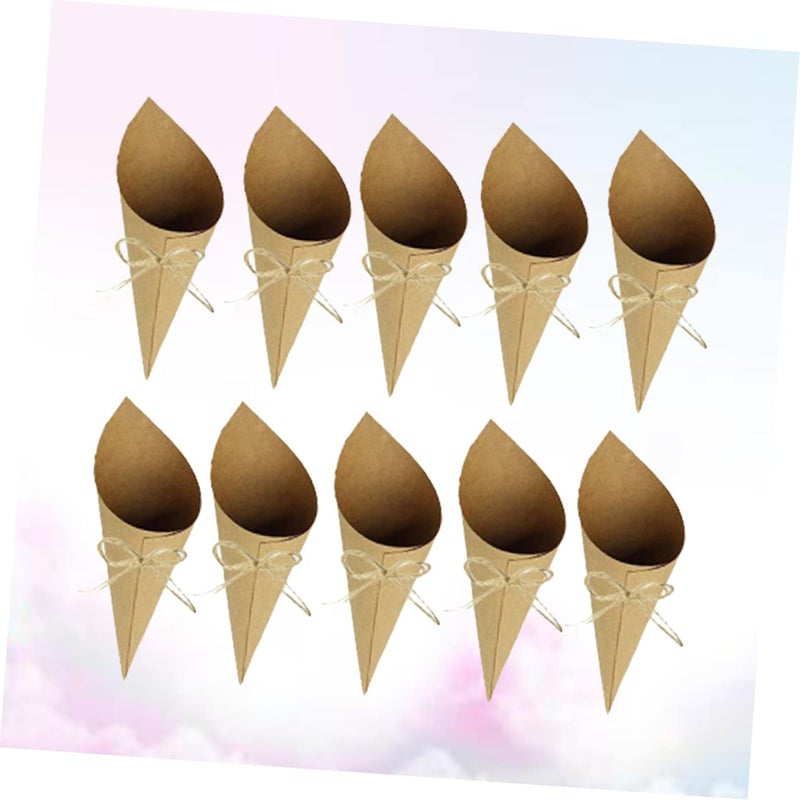 50 Pcs Brown Kraft Paper Cone Flower Tubes Laser Cut Elegant Decor for Weddings Parties - Image 5