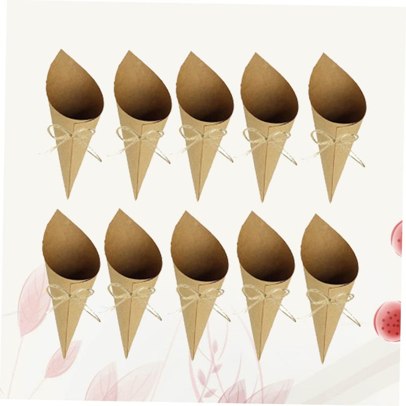 50 Pcs Brown Kraft Paper Cone Flower Tubes Laser Cut Elegant Decor for Weddings Parties - Image 4