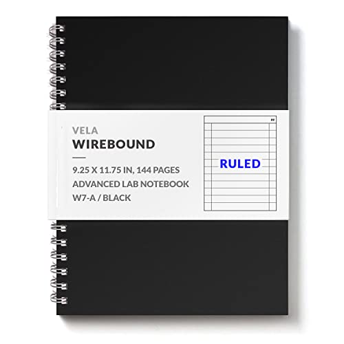Vela Sciences Advanced W7-A Expanded Wirebound Lab Notebook, 9.25 x 11.75 in (23.5 x 30 cm), 144 Pages, Double Wire Looped, 70lb Heavyweight Paper (1-Pack, Ruled) - Image 1