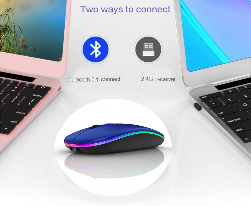 PEIBO Bluetooth Wireless Mouse for Laptop mac MacBook ipad MacBook air MacBook pro pc Desktop Computer Windows Chromebook Notebook (Blue Black) - Image 4