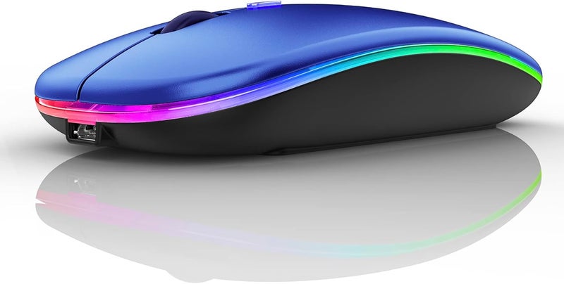 PEIBO Bluetooth Wireless Mouse for Laptop mac MacBook ipad MacBook air MacBook pro pc Desktop Computer Windows Chromebook Notebook (Blue Black) - Image 1