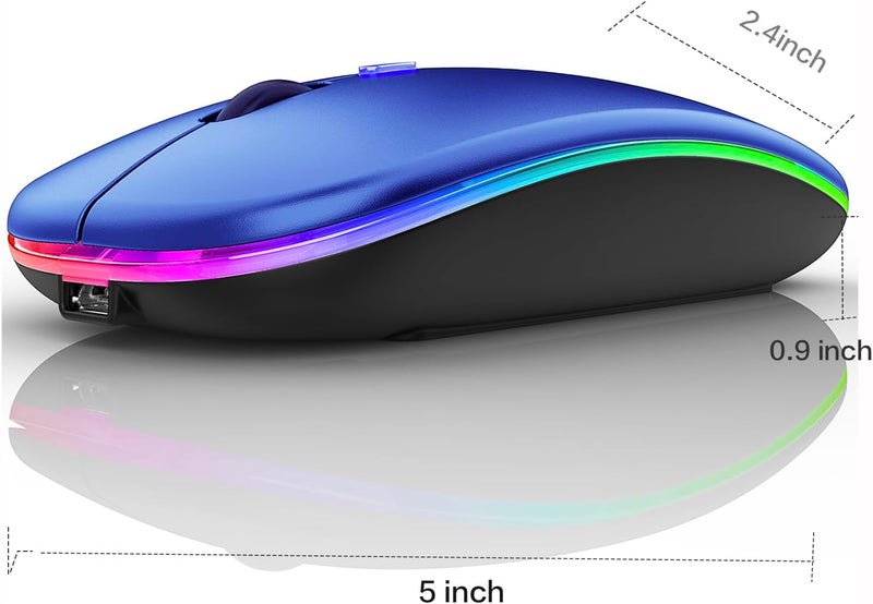 PEIBO Bluetooth Wireless Mouse for Laptop mac MacBook ipad MacBook air MacBook pro pc Desktop Computer Windows Chromebook Notebook (Blue Black) - Image 2