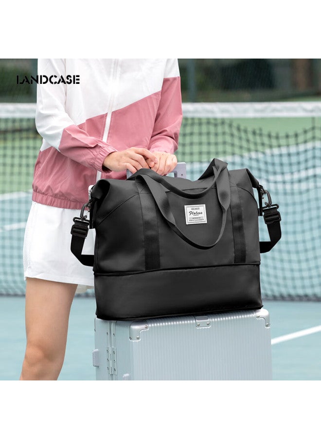 Landcase Women's Handbag, Sports Fitness Swimming Backpack, Expandable Short-trip Travel Bag, 5102 Black - Image 1