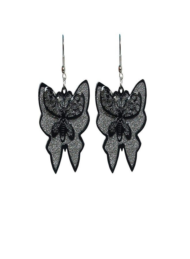 ELOISH Black Color Other Metal Butterfly Earrings - Image 1